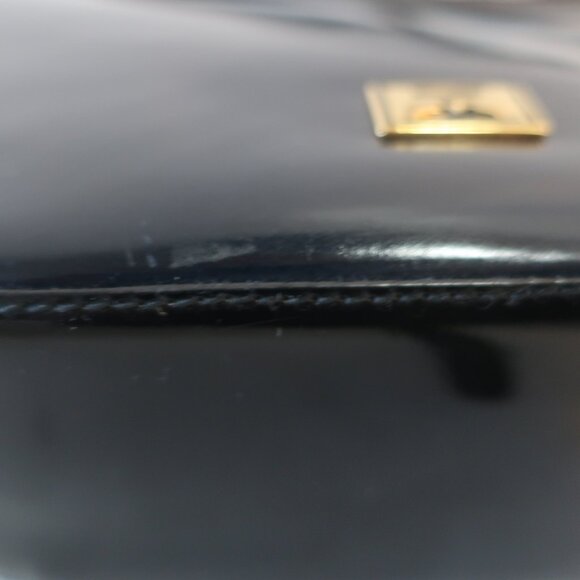 Womens Moschino 453248 Brown Black Matted Patent Leather Shoulder Handbag - Picture 10 of 16